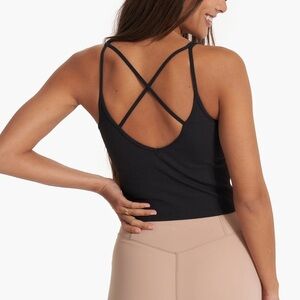 Vuori Cropped Ribbed Strappy Back Tank Built In Bra Black Size Extra Small XS